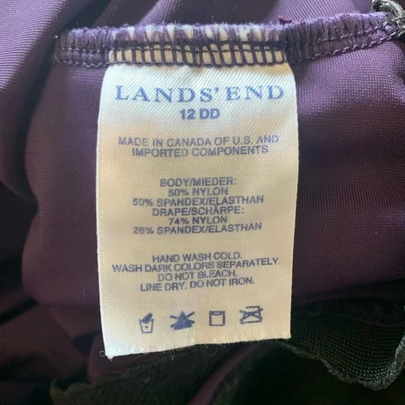 Lands End Purple and Pink Floral Swimsuit one piece size 12DD - Picture 3 of 3